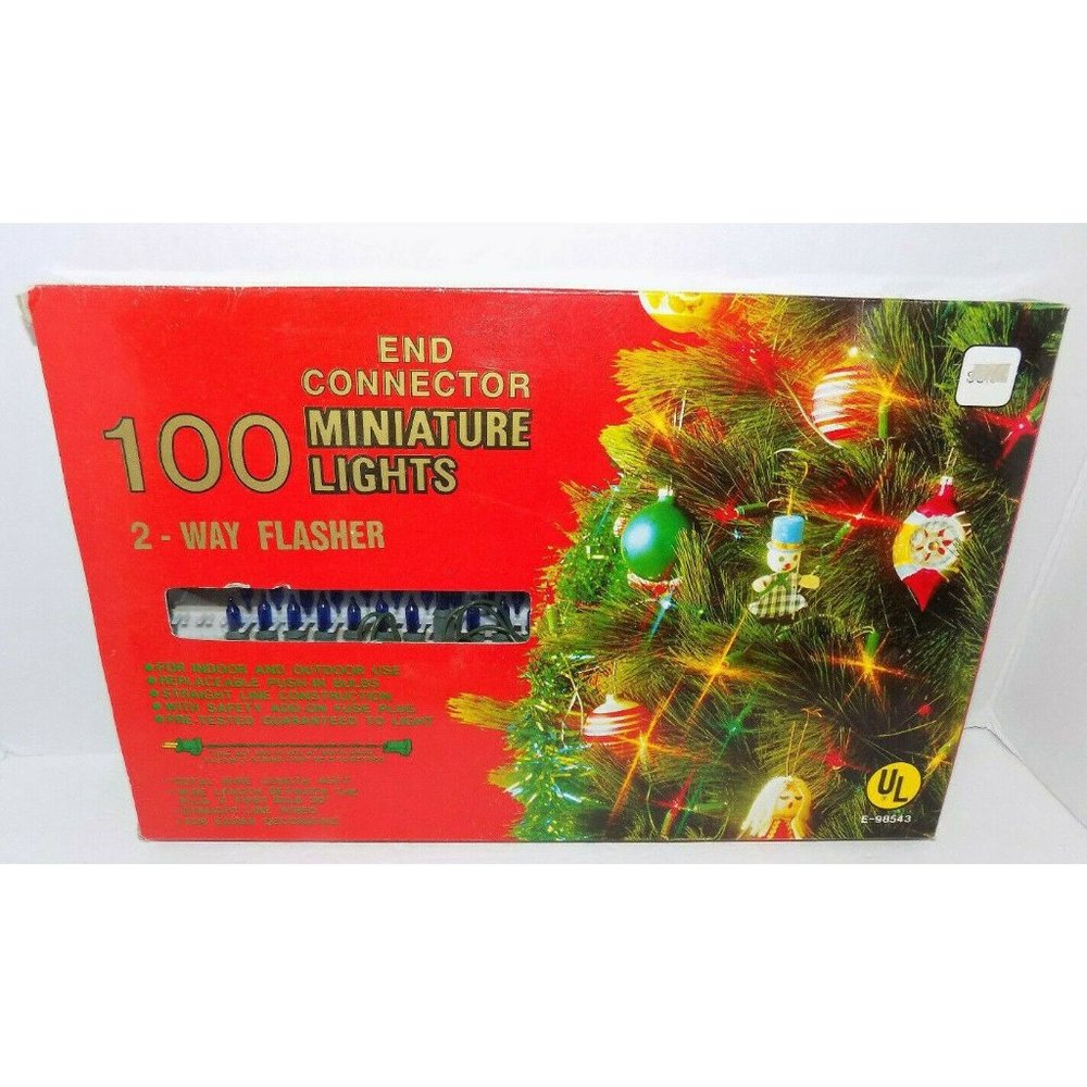 Vintage Freddy's 100 Blue Miniature Christmas Light Set NIB
